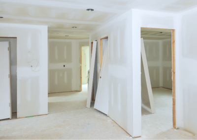 Before and after of a water-damaged ceiling repaired and retextured by Powell Property Services in Lakeland, FL.